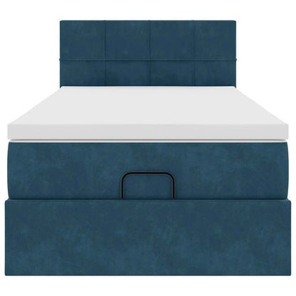 Ottoman-Bett mit Matratze & LEDs Dunkelblau 90x190 cm Samt
