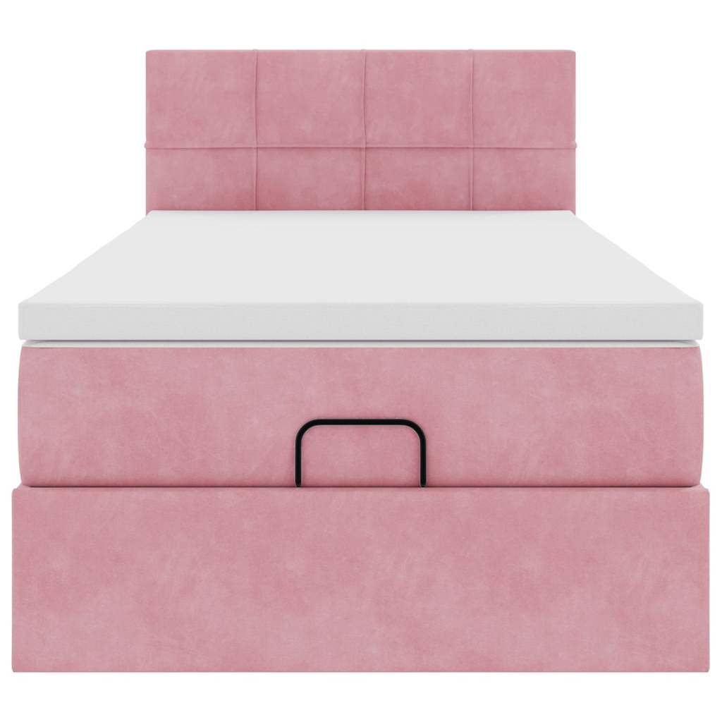 Ottoman-Bett mit Matratze & LEDs Rosa 90x190 cm Samt