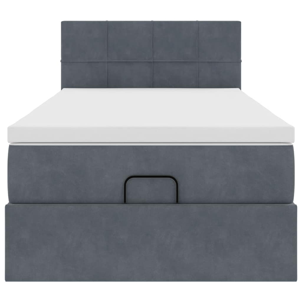 Lit ottoman avec matelas et LED gris foncé 100x200 cm velours