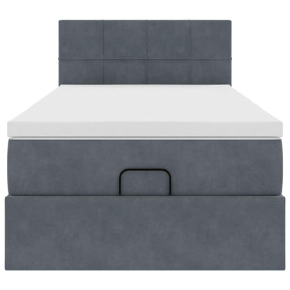 Ottoman-Bett mit Matratze & LEDs Dunkelgrau 100x200 cm Samt