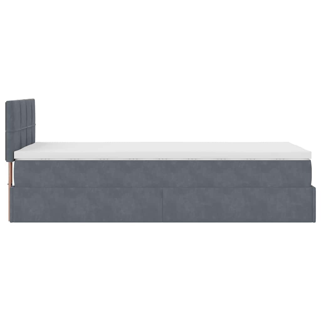 Lit ottoman avec matelas et LED gris foncé 100x200 cm velours