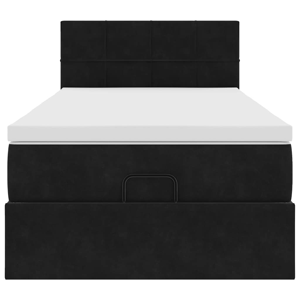 Ottoman-Bett mit Matratze & LEDs Schwarz 100x200 cm Samt