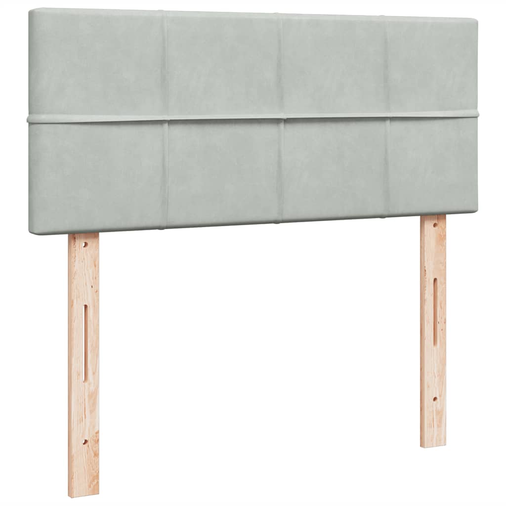 Ottomane Bett mit Matratze & LEDs Hellgrau 120x190 cm Samt