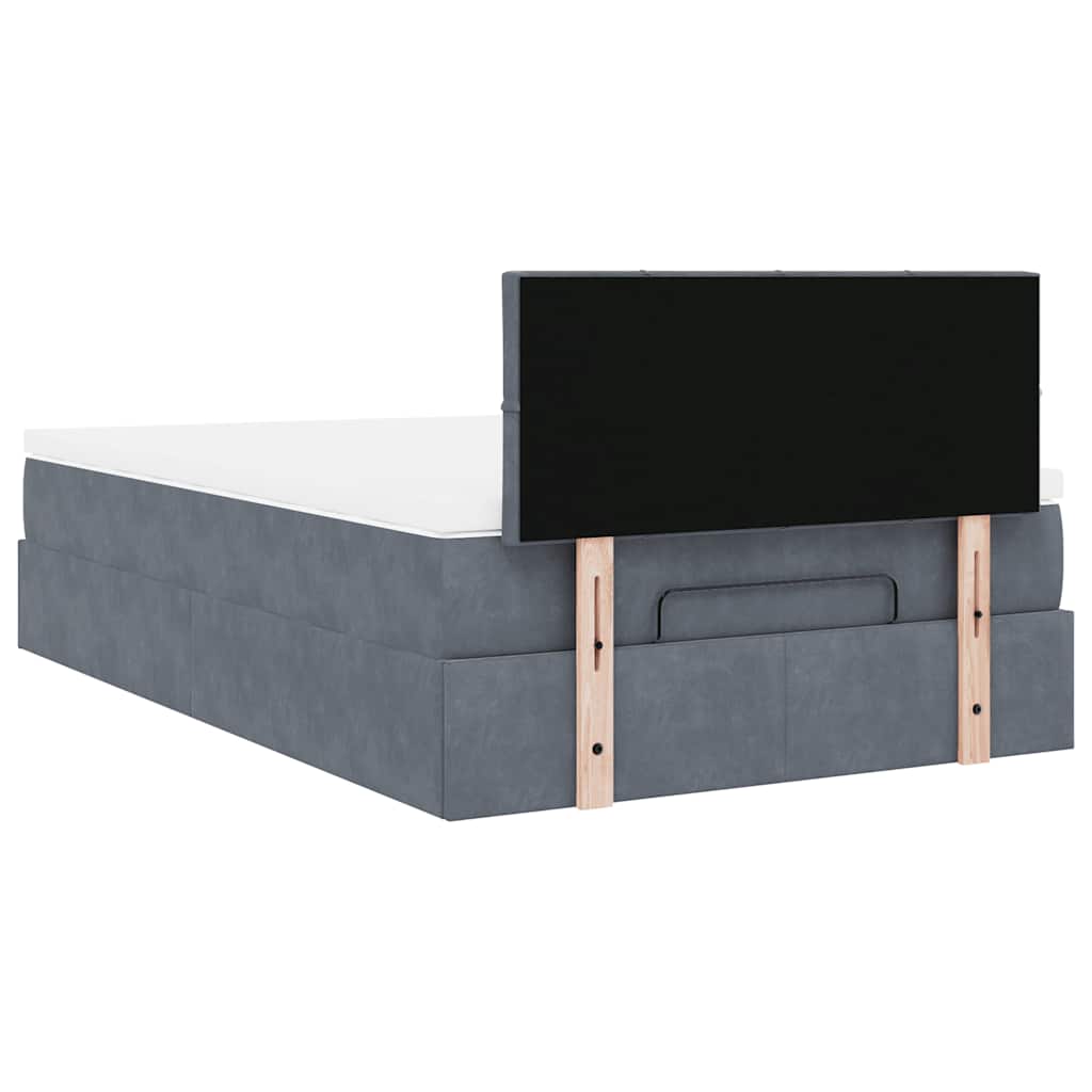 Ottomane Bett mit Matratze & LEDs Dunkelgrau 120x190 cm Samt