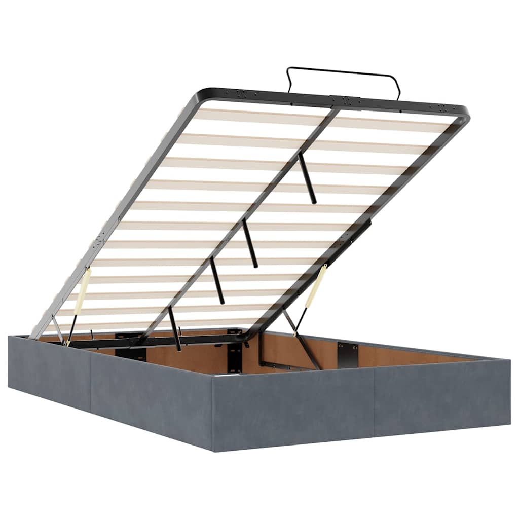 Ottomane Bett mit Matratze & LEDs Dunkelgrau 120x190 cm Samt