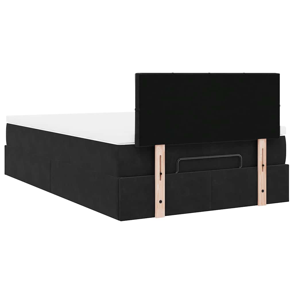 Ottomane Bett mit Matratze & LEDs Schwarz 120x190 cm Samt