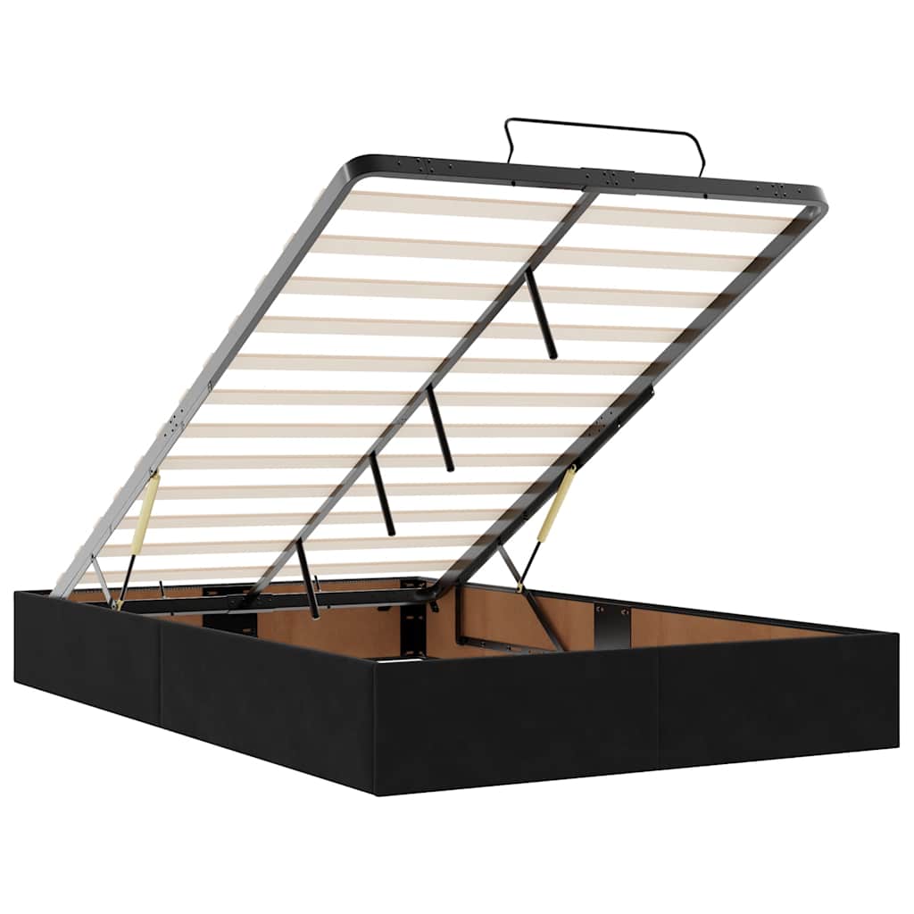Ottomane Bett mit Matratze & LEDs Schwarz 120x190 cm Samt