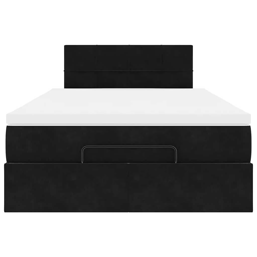 Ottomane Bett mit Matratze & LEDs Schwarz 120x190 cm Samt