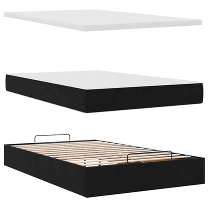Ottomane Bett mit Matratze & LEDs Schwarz 120x190 cm Samt