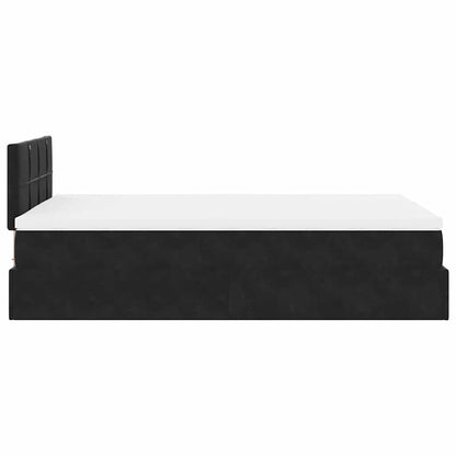 Ottomane Bett mit Matratze & LEDs Schwarz 120x190 cm Samt
