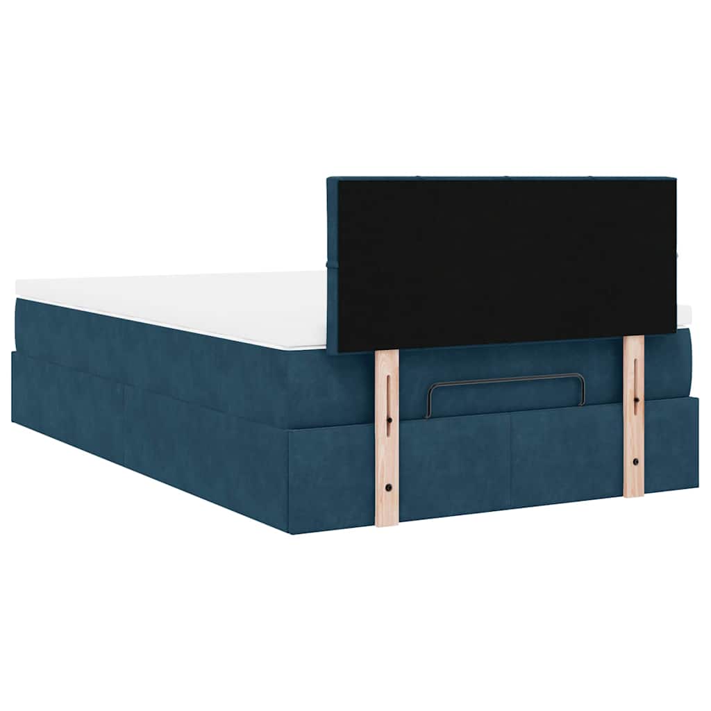 Ottomane Bett mit Matratze & LEDs Dunkelblau 120x190 cm Samt