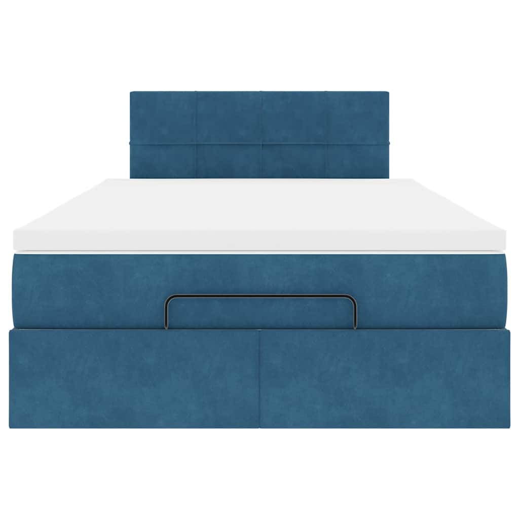 Ottomane Bett mit Matratze & LEDs Dunkelblau 120x190 cm Samt