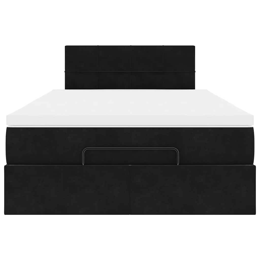 Ottoman-Bett mit Matratze & LEDs Schwarz 120x200 cm Samt