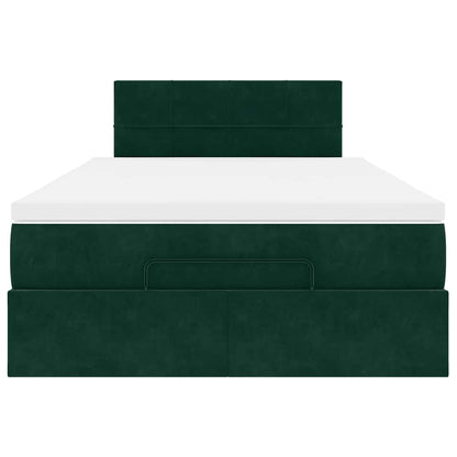Ottoman-Bett mit Matratze & LEDs Dunkelgrün 120x200 cm Samt