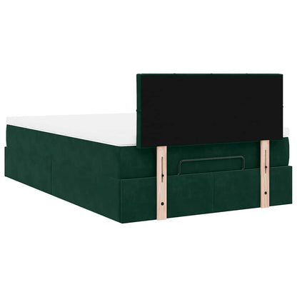 Ottoman-Bett mit Matratze & LEDs Dunkelgrün 120x200 cm Samt