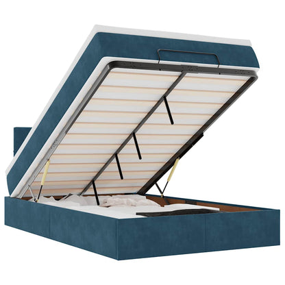 Ottoman-Bett mit Matratze & LEDs Dunkelblau 120x200 cm Samt