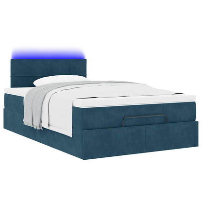 Ottoman-Bett mit Matratze & LEDs Dunkelblau 120x200 cm Samt