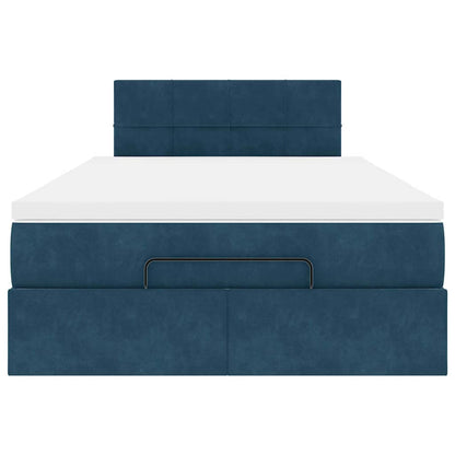 Ottoman-Bett mit Matratze & LEDs Dunkelblau 120x200 cm Samt