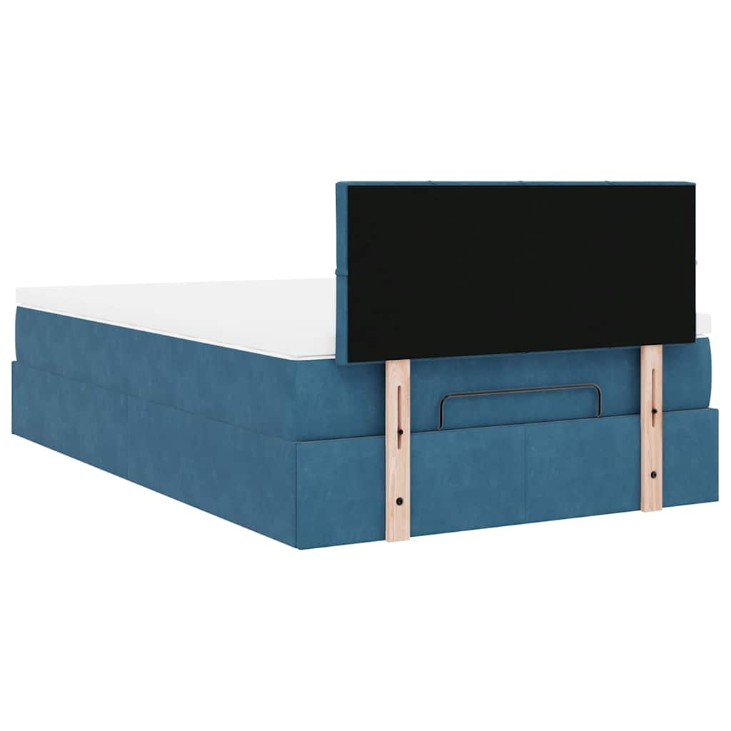 Ottoman-Bett mit Matratze & LEDs Dunkelblau 120x200 cm Samt