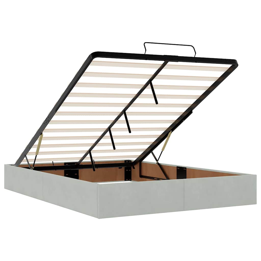 Ottoman-Bett mit Matratze & LEDs Hellgrau 140x190 cm Samt