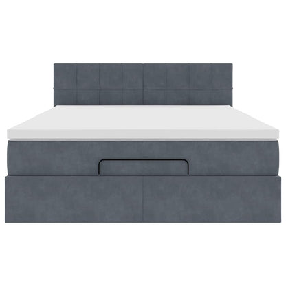 Ottoman-Bett mit Matratze & LEDs Dunkelgrau 140x190 cm Samt