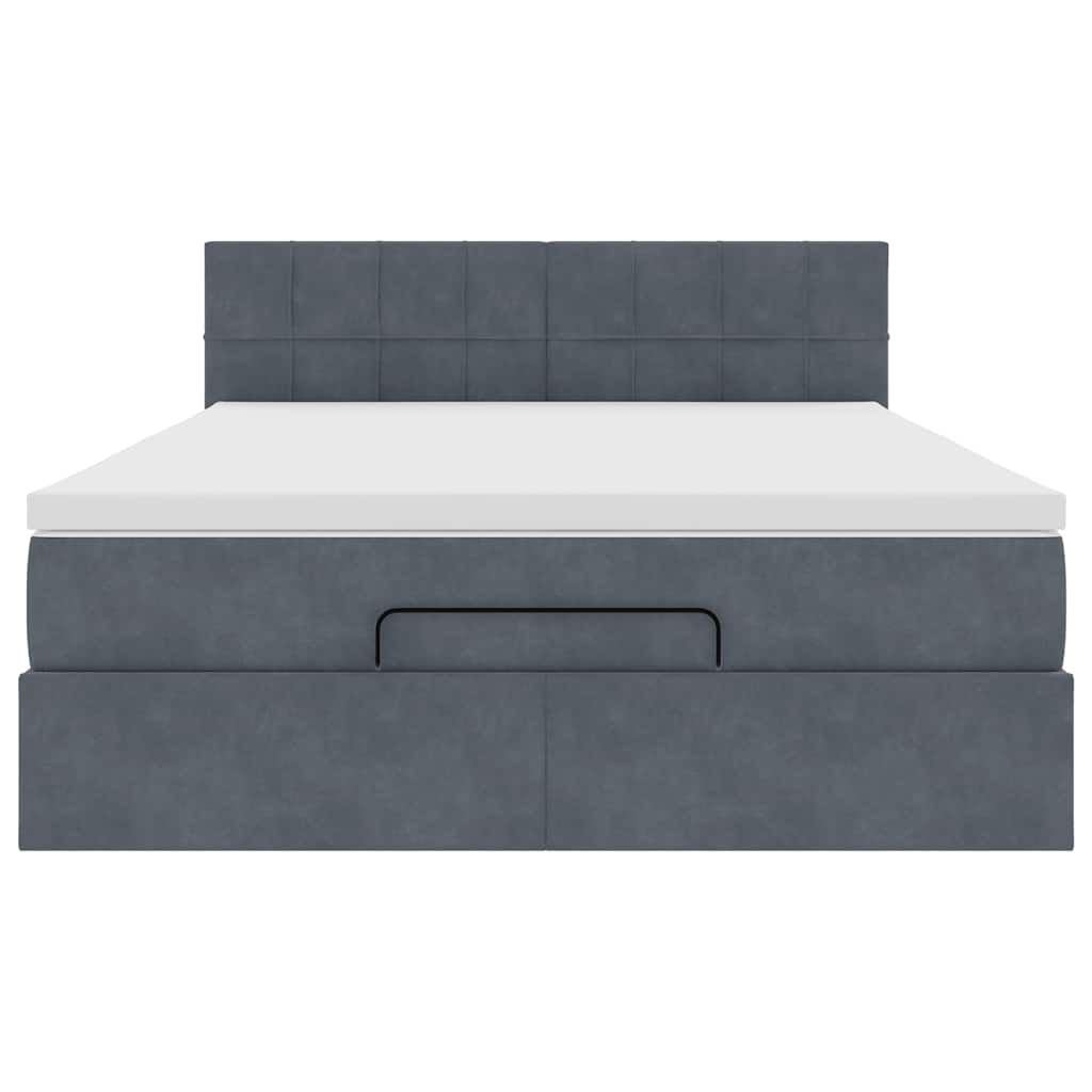 Ottoman-Bett mit Matratze & LEDs Dunkelgrau 140x190 cm Samt