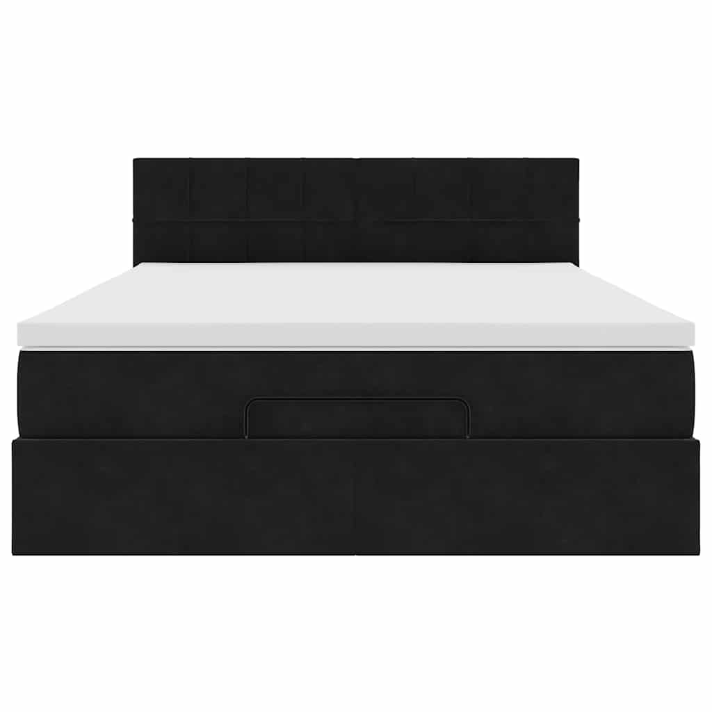 Ottoman-Bett mit Matratze & LEDs Schwarz 140x190 cm Samt