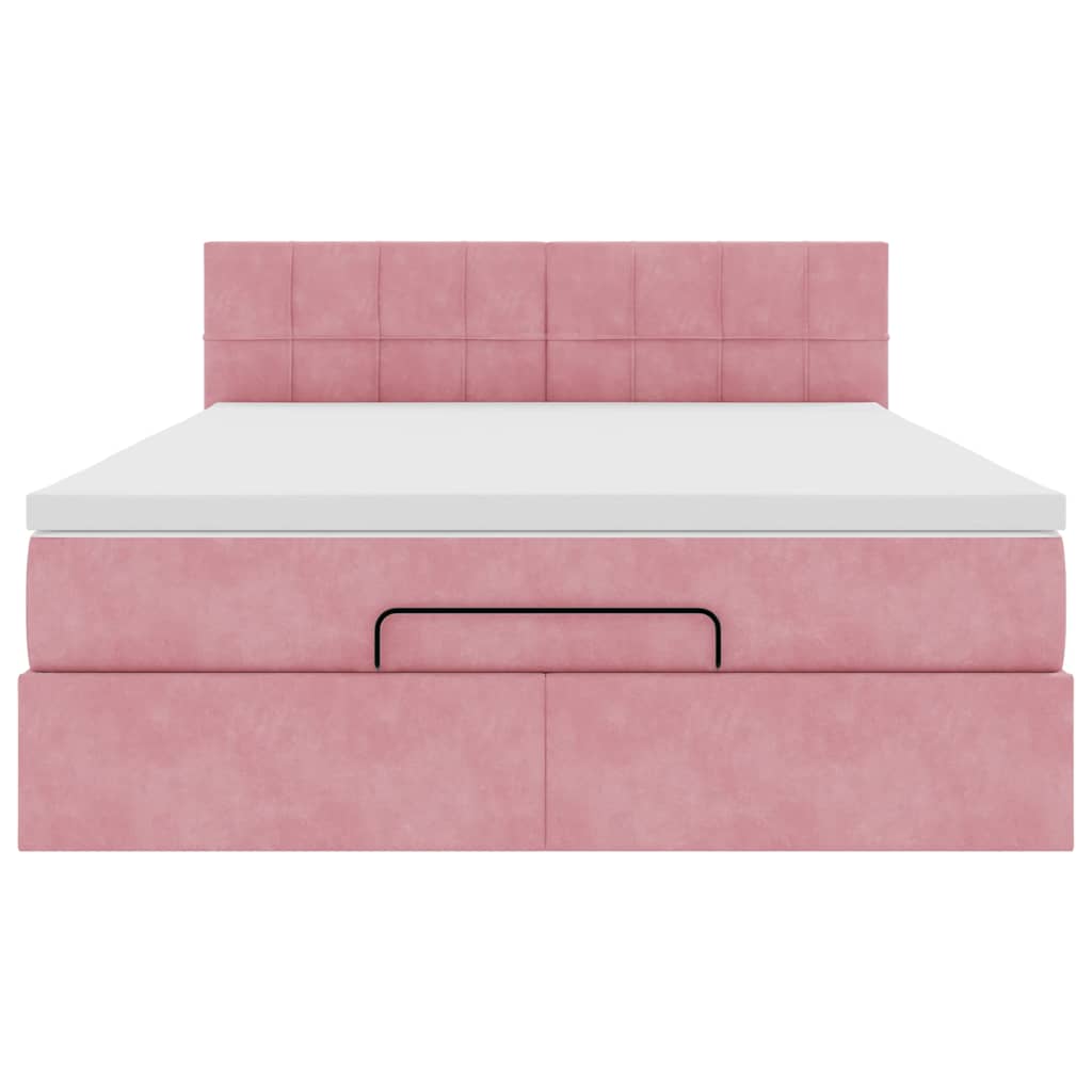 Ottoman-Bett mit Matratze & LEDs Rosa 140x190 cm Samt