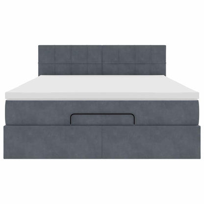 Ottoman-Bett mit Matratze & LEDs Dunkelgrau 140x200 cm Samt