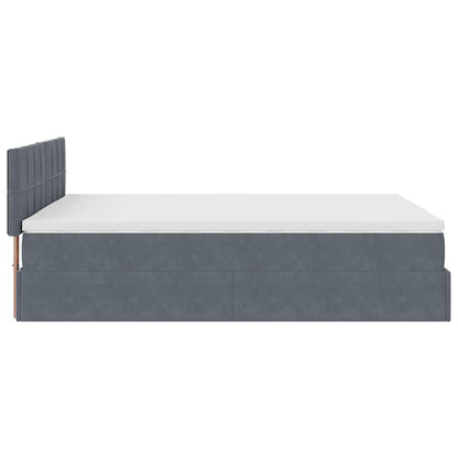 Ottoman-Bett mit Matratze & LEDs Dunkelgrau 140x200 cm Samt