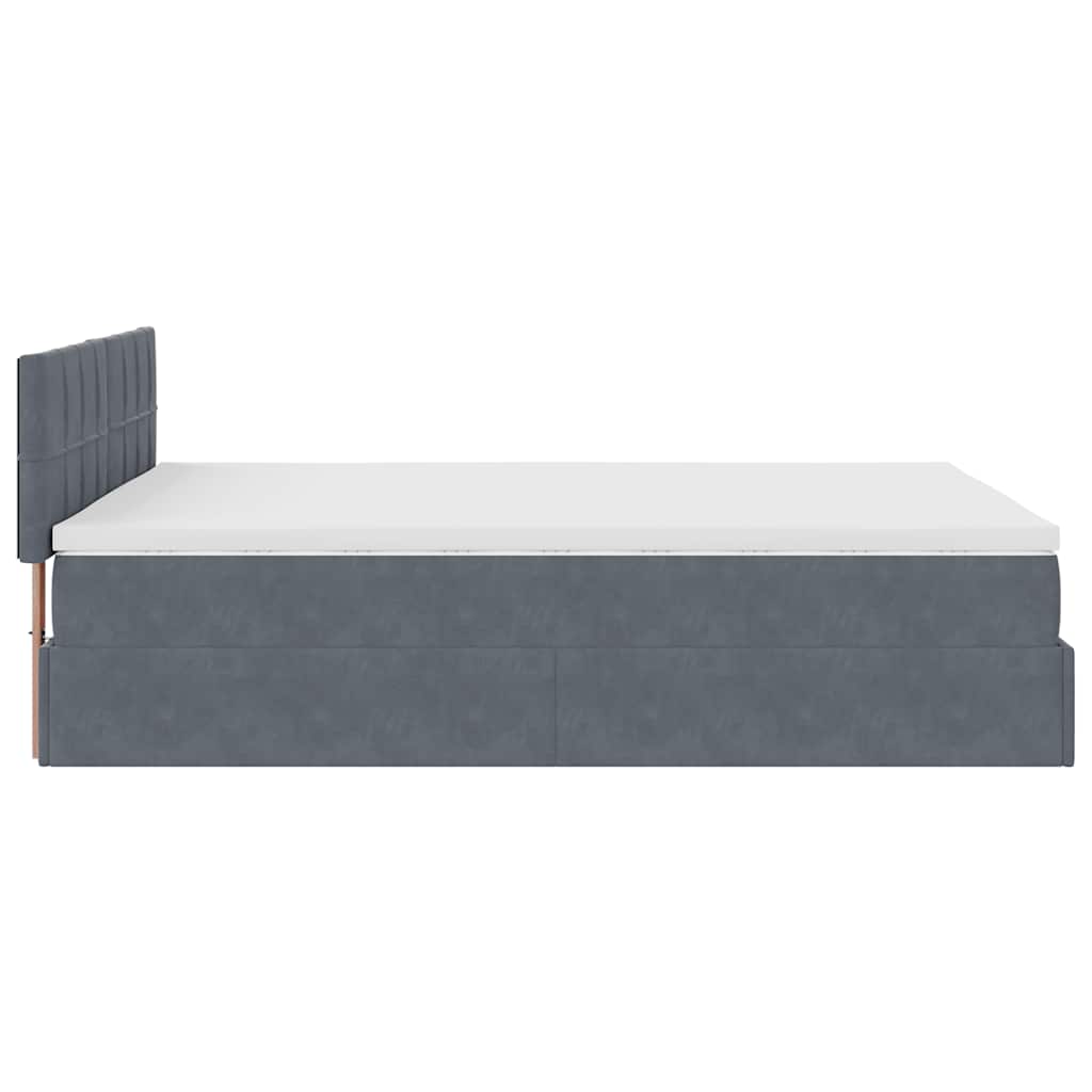 Ottoman-Bett mit Matratze & LEDs Dunkelgrau 140x200 cm Samt