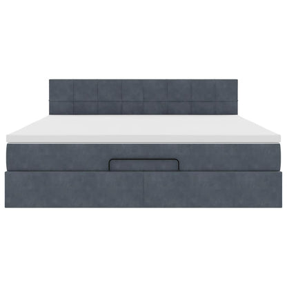 Ottoman-Bett mit Matratze & LEDs Dunkelgrau 160x200 cm Samt