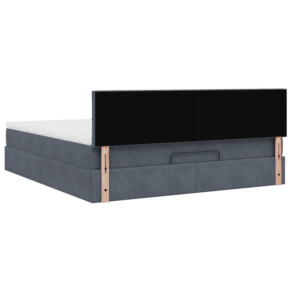 Ottoman-Bett mit Matratze & LEDs Dunkelgrau 160x200 cm Samt