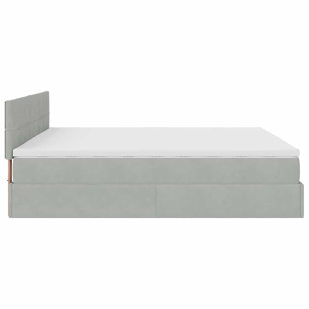 Ottoman-Bett mit Matratze & LEDs Hellgrau 180x200 cm Samt
