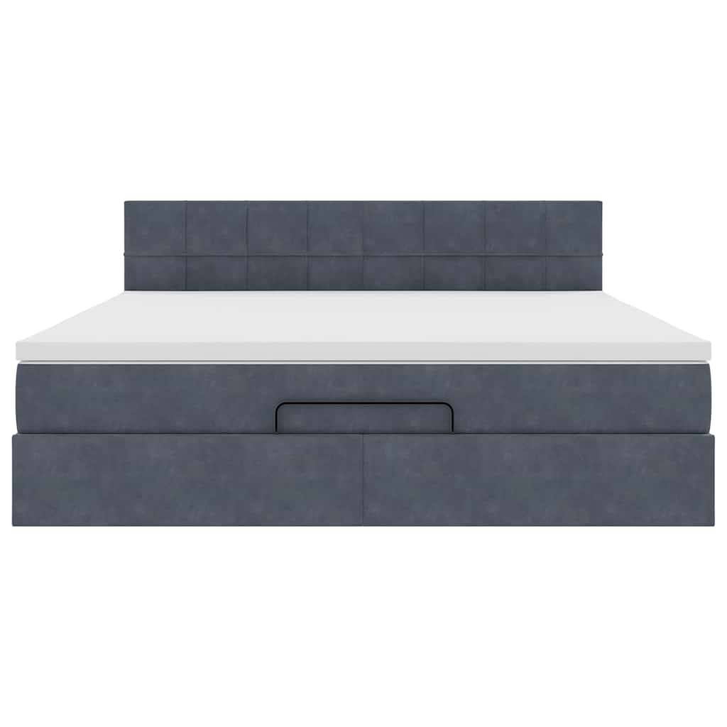 Lit ottoman avec matelas et LED gris foncé 180x200 cm velours
