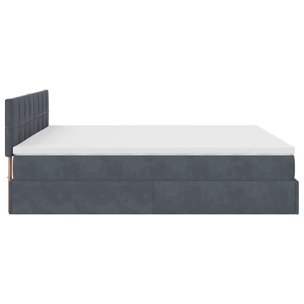 Lit ottoman avec matelas et LED gris foncé 180x200 cm velours
