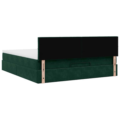 Ottoman-Bett mit Matratze & LEDs Dunkelgrün 180x200 cm Samt