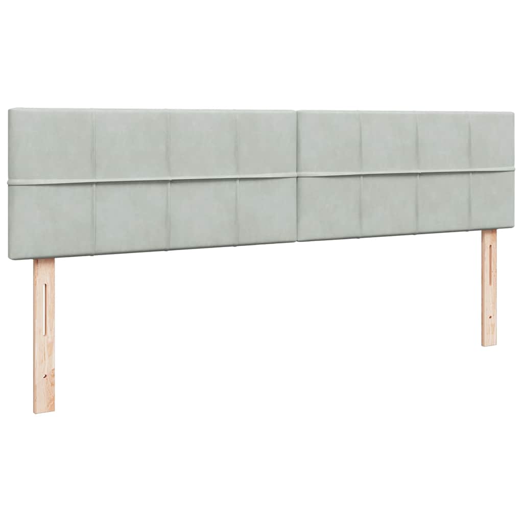 Ottoman-Bett mit Matratzen & LEDs Hellgrau 200x200 cm Samt
