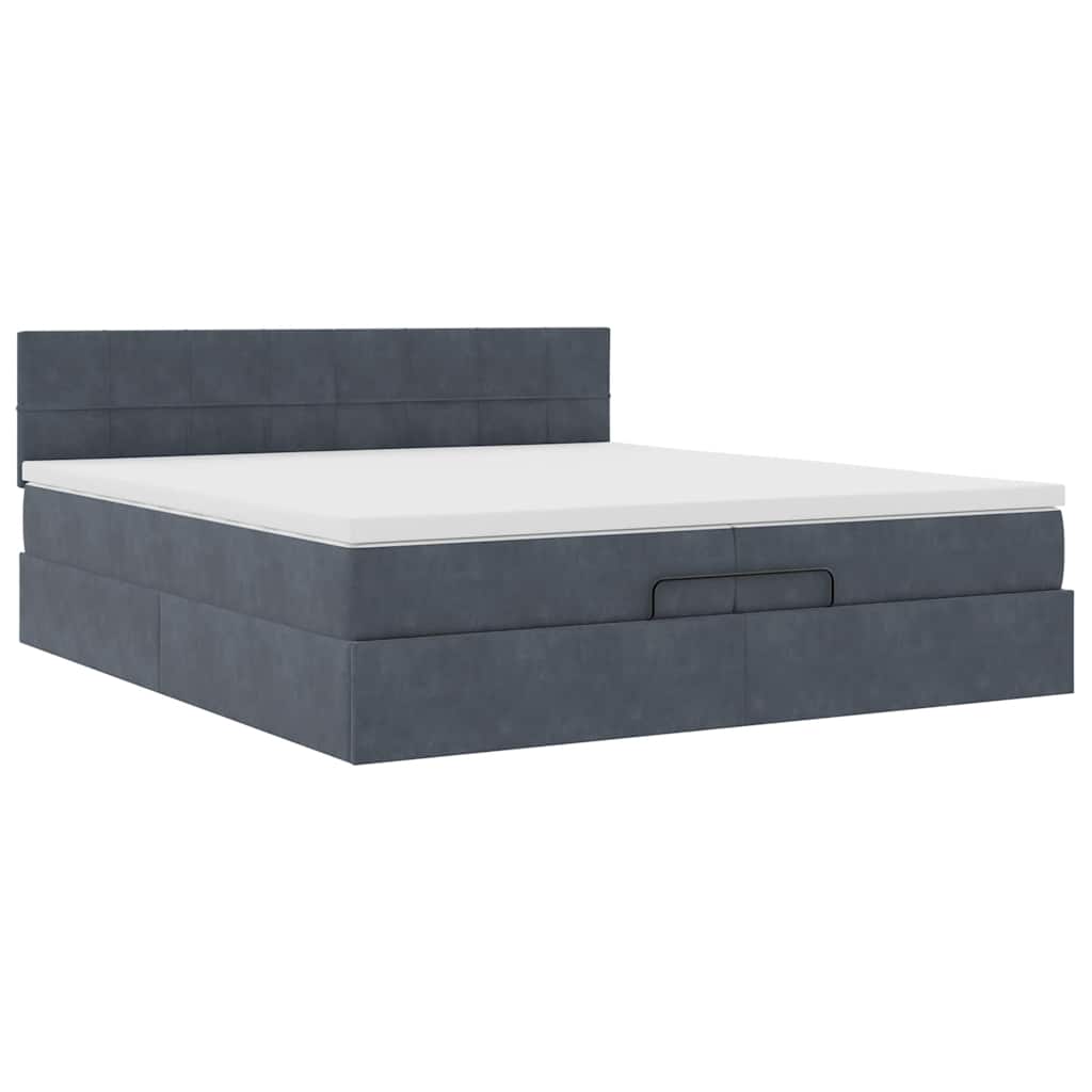 Ottoman-Bett mit Matratzen & LEDs Dunkelgrau 200x200 cm Samt