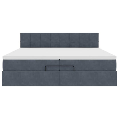 Ottoman-Bett mit Matratzen & LEDs Dunkelgrau 200x200 cm Samt