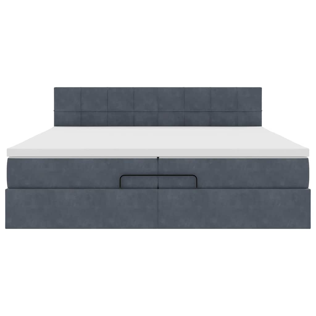 Ottoman-Bett mit Matratzen & LEDs Dunkelgrau 200x200 cm Samt