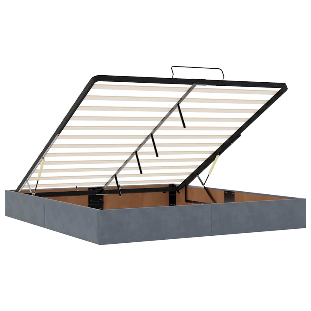 Ottoman-Bett mit Matratzen & LEDs Dunkelgrau 200x200 cm Samt
