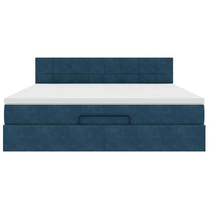 Ottoman-Bett mit Matratzen & LED Dunkelblau 200x200 cm Samt
