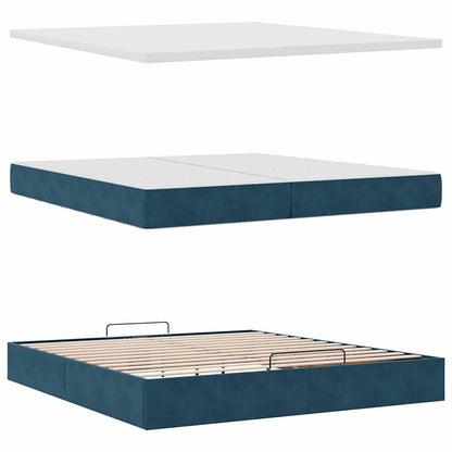Ottoman-Bett mit Matratzen & LED Dunkelblau 200x200 cm Samt