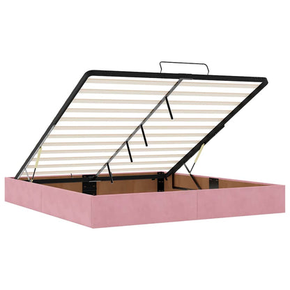 Ottoman-Bett mit Matratzen & LEDs Rosa 200x200 cm Samt