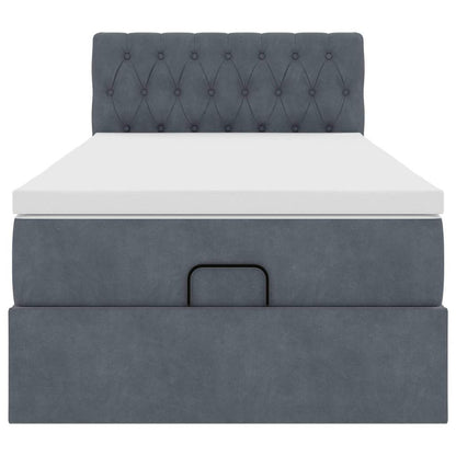 Ottoman-Bett mit Matratze & LEDs Dunkelgrau 80x200 cm Samt