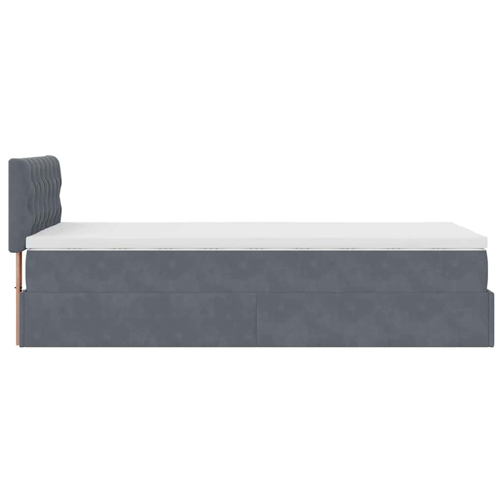 Lit ottoman avec matelas et LED gris foncé 80x200 cm velours