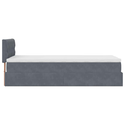 Ottoman-Bett mit Matratze & LEDs Dunkelgrau 80x200 cm Samt