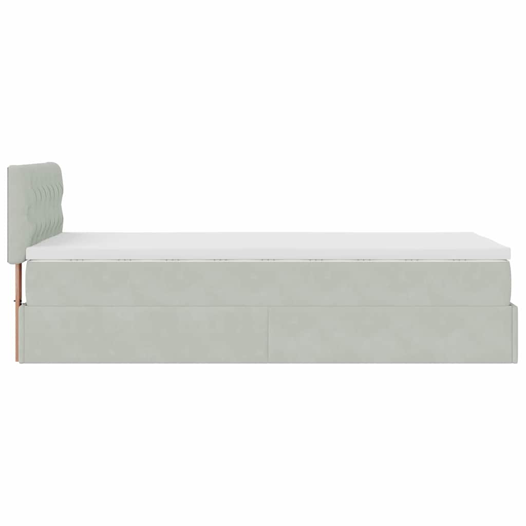 Ottoman-Bett mit Matratze & LEDs Hellgrau 90x190 cm Samt
