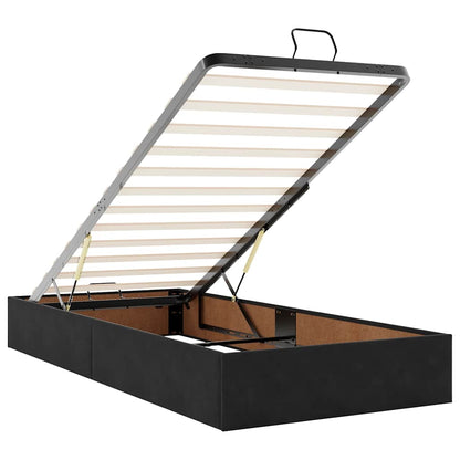 Ottoman-Bett mit Matratze & LEDs Schwarz 90x190 cm Samt